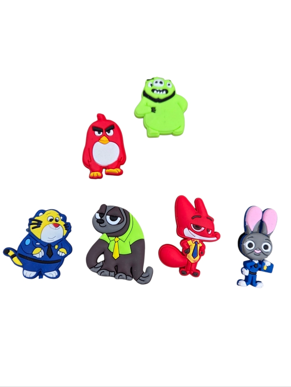 Zootopia Shoe Charms Lot 6 Nick Wilde, Judy Hopps, Flash, Clawhauser Angry Birds